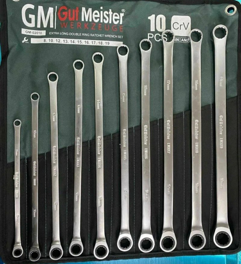 Накидные ключи с трещоткой удлинённые GUT MEISTER 10шт GM-02010 German — фото 2