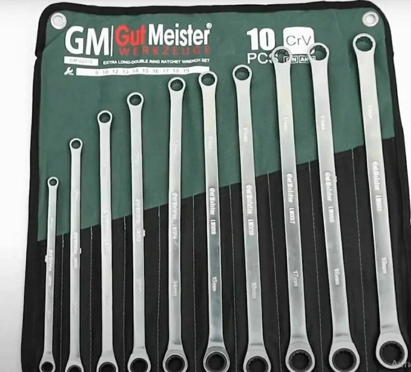 Накидные ключи с трещоткой удлинённые GUT MEISTER 10шт GM-02010 German — фото 5
