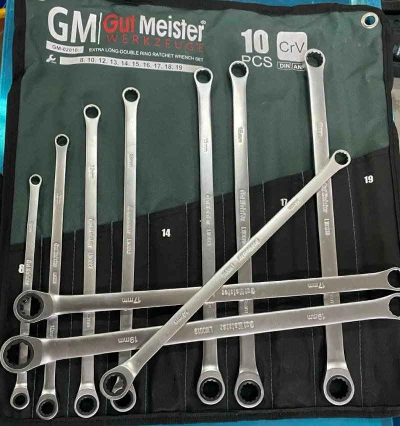 Накидные ключи с трещоткой удлинённые GUT MEISTER 10шт GM-02010 German — фото 8
