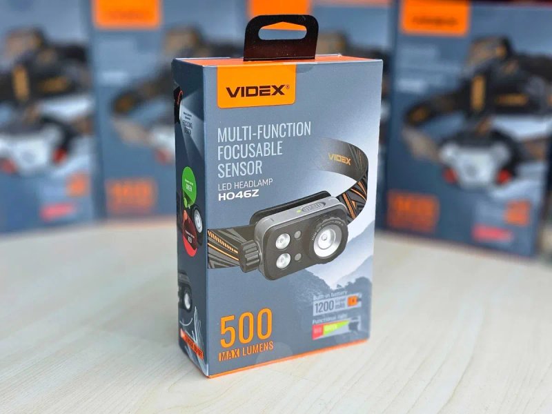 Налобний ліхтарик VIDEX VLF-H046Z 500Lm; з ЗЕЛЕНИМ та ЧЕРВОНИМ світлом, для походів та військових. Легкий та компактний ліхтар відекс 046 на голову — фото 8