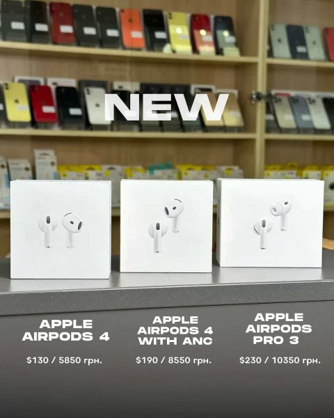 Навушники Apple Airpods 4 / 4 ANC / Pro 3 MXP63LL/A MXP93 MFHP4 ОРИГІНАЛ НОВІ