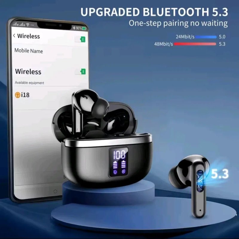 Навушники бездротові Blast T18 Bluetooth 5.3, Новина вакуумні ігрові навушники, игровые наушники — фото 4