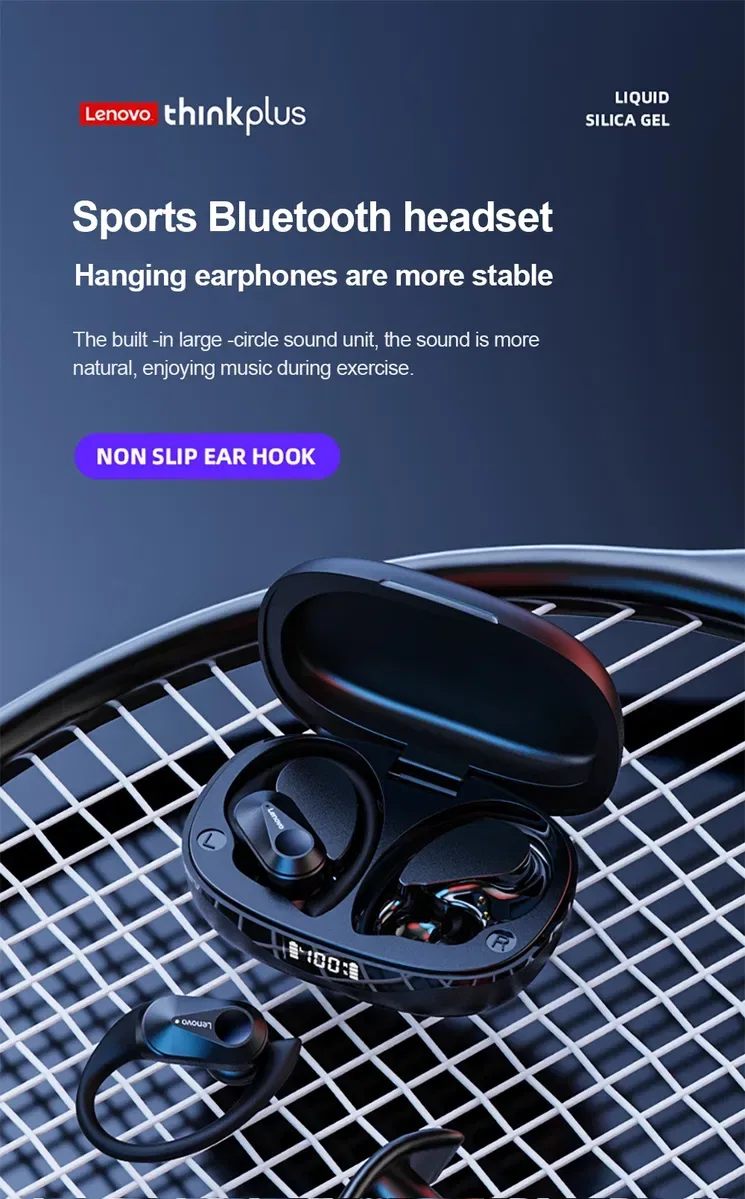 Навушники бездротові Bluetooth 5.4, Hi-Fi, стерео Lenovo T75 Спортивні — фото 2