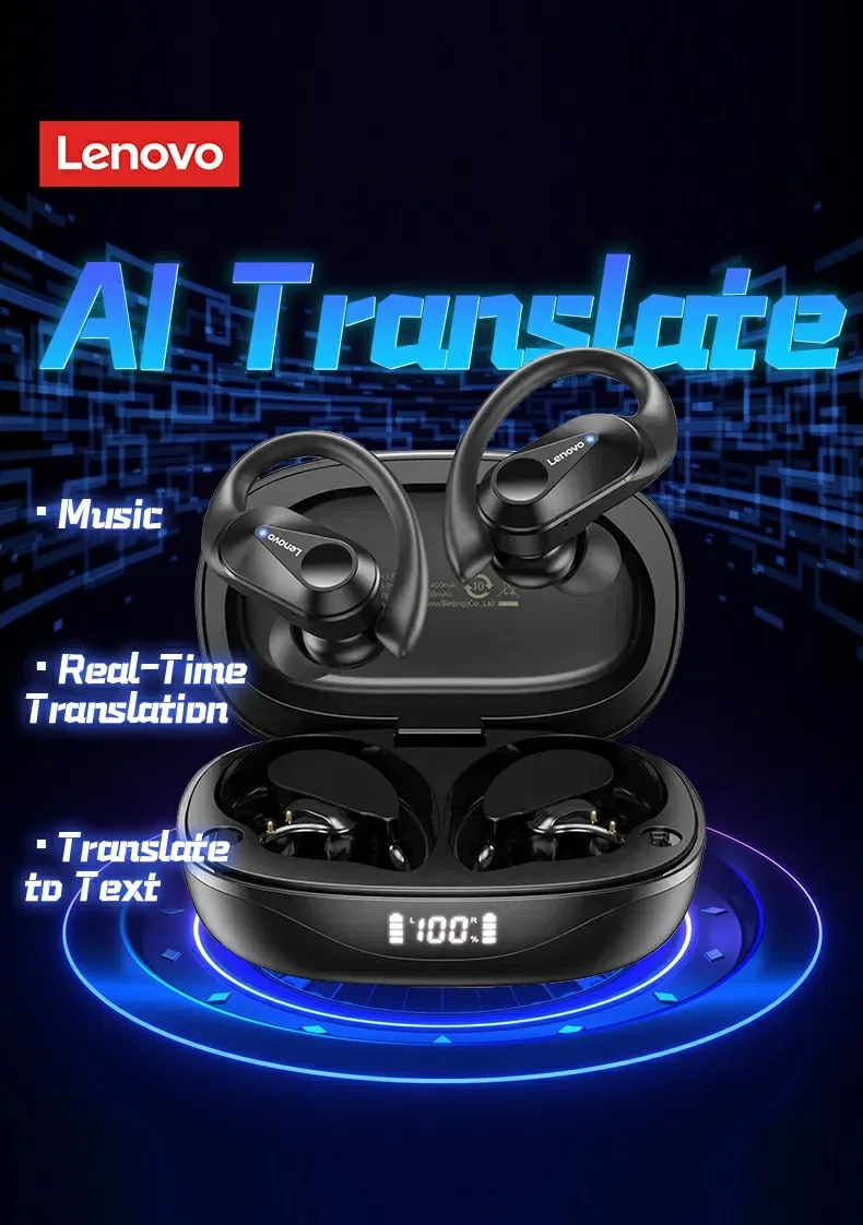 Навушники бездротові Bluetooth 5.4, Hi-Fi, стерео Lenovo T75 Спортивні — фото 3