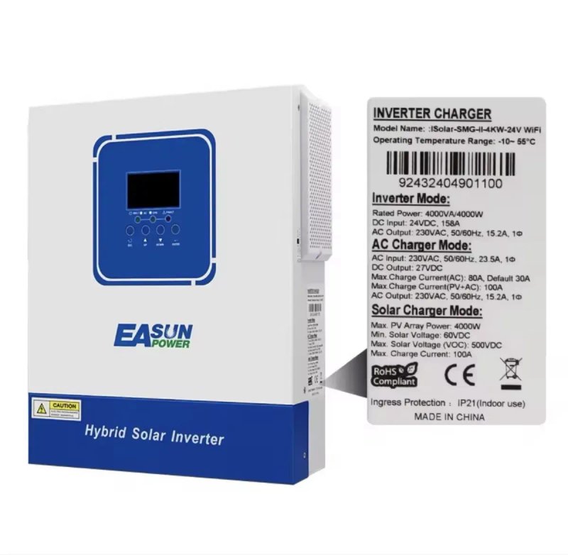 Наявність! Гібридний інвертор сонячний  Powgrow / EASUN SMS 3.6 kW 24V — фото 2