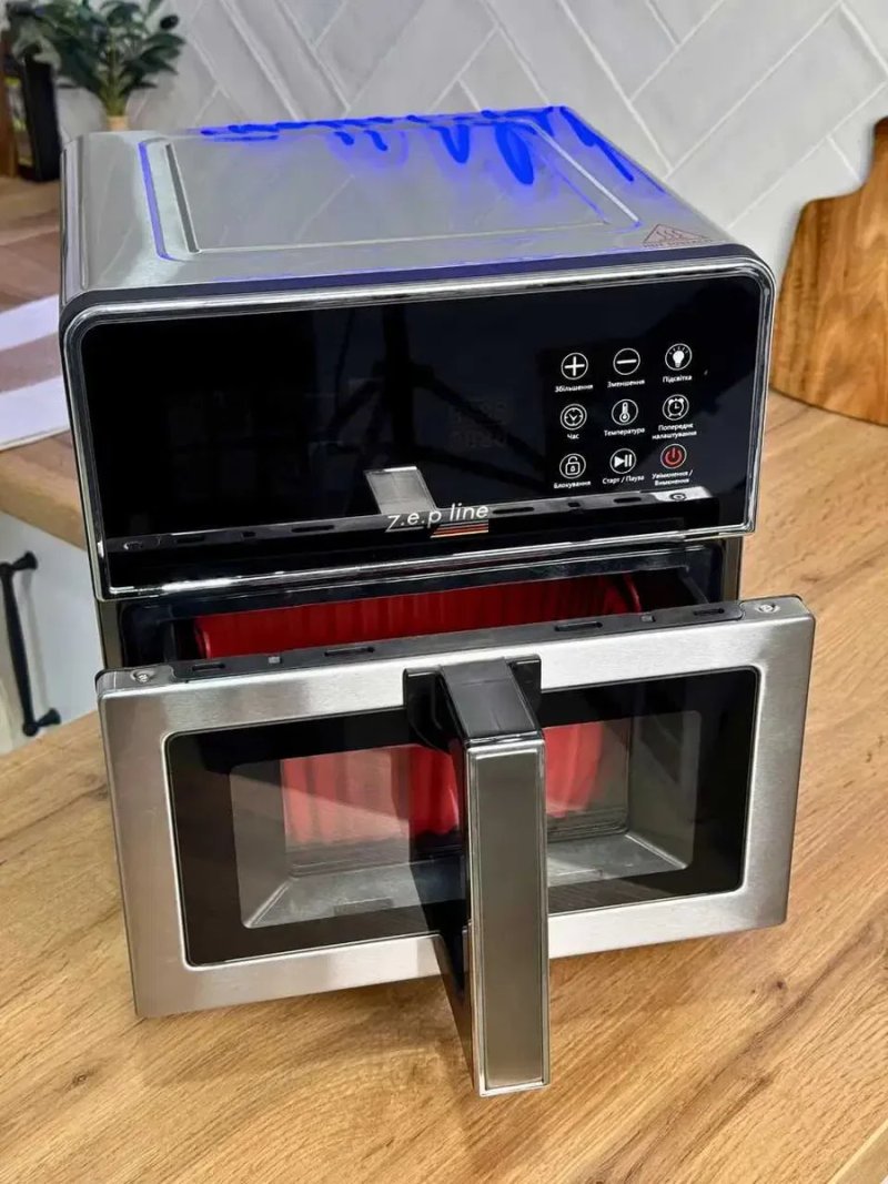 НЕМЕЦКАЯ Аэро фритюрница аэро гриль Мультипечь Silver Max Pro-3 из нержавеющей стали 13 литров 2200Вт на 2 тена Zepline ZP-00355 — фото 3