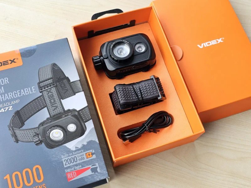 NEW! 1000Lm VIDEX VLF-H047Z, відекс налобний акумуляторний ліхтарик з червоним світлом. Легкий і надійний з гарнтією, для військових, рибалок, походів — фото 8