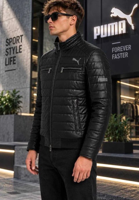 New New New ‼️ Мужская осенняя курточка Кожанка мужская Куртка пума Puma осень демисезон черная мужская куртка Лучшая цена у нас!