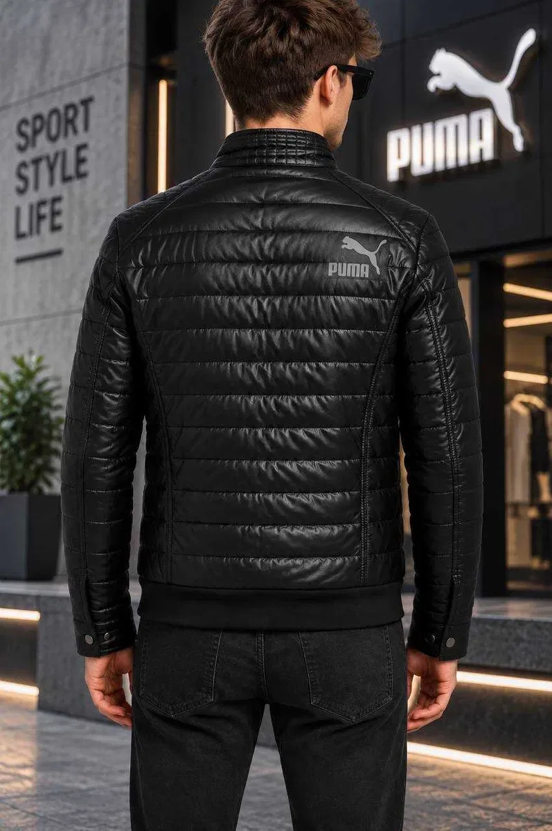 New New New ‼️ Мужская осенняя курточка Кожанка мужская Куртка пума Puma осень демисезон черная мужская куртка Лучшая цена у нас! — фото 2