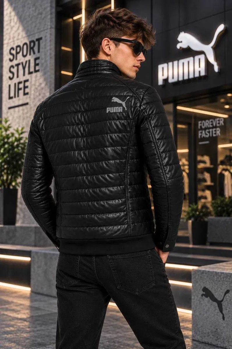 New New New ‼️ Мужская осенняя курточка Кожанка мужская Куртка пума Puma осень демисезон черная мужская куртка Лучшая цена у нас! — фото 3