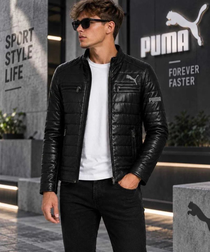 New New New ‼️ Мужская осенняя курточка Кожанка мужская Куртка пума Puma осень демисезон черная мужская куртка Лучшая цена у нас! — фото 4