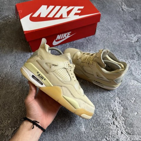 Nike Air Jordan 4 Retro Off-White Sail біжового кольору, найк кросівки