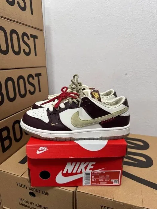 Nike Dunk Low Lx Maroon White жіночі кросівки найк данк бордо — фото 2