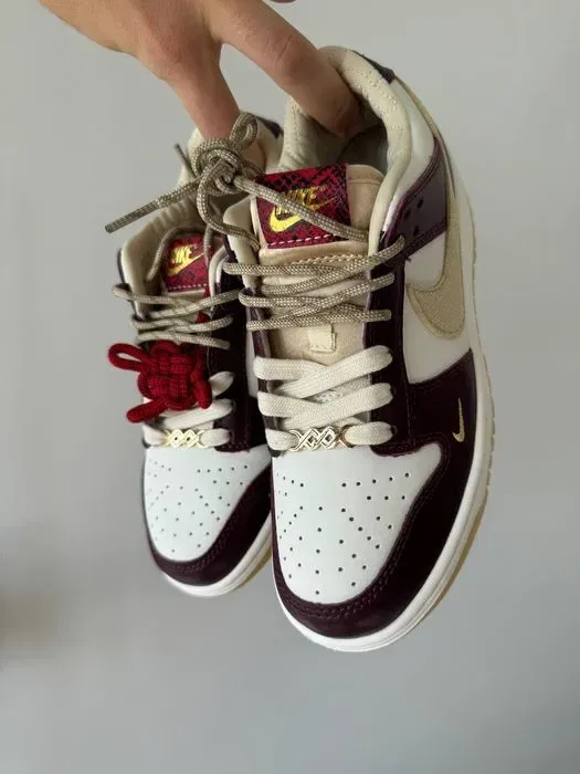 Nike Dunk Low Lx Maroon White жіночі кросівки найк данк бордо — фото 8