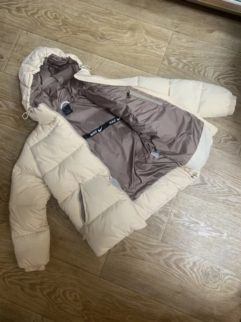 Nike   Лакові  Матові  Жіночій Куртка- Пуховик Укорочений Зима  ,Чорний,Беж,Біло- Молочний  в розмірах від  XXS- XL — фото 4
