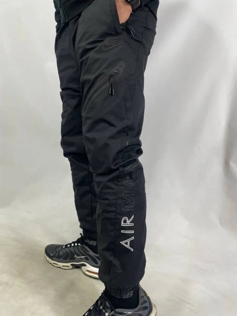 Nike штани чоловічі на флісі | Теплі чорні | Плащівка | M-3XL
