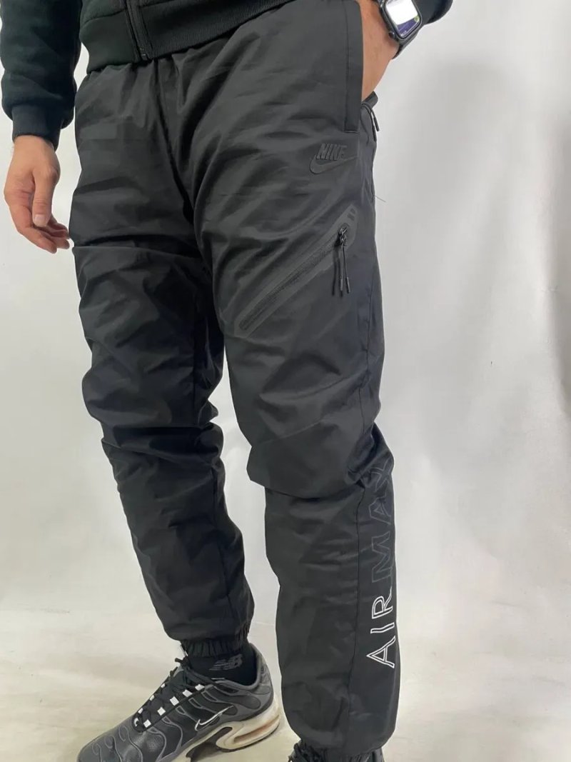 Nike штани чоловічі на флісі | Теплі чорні | Плащівка | M-3XL — фото 4