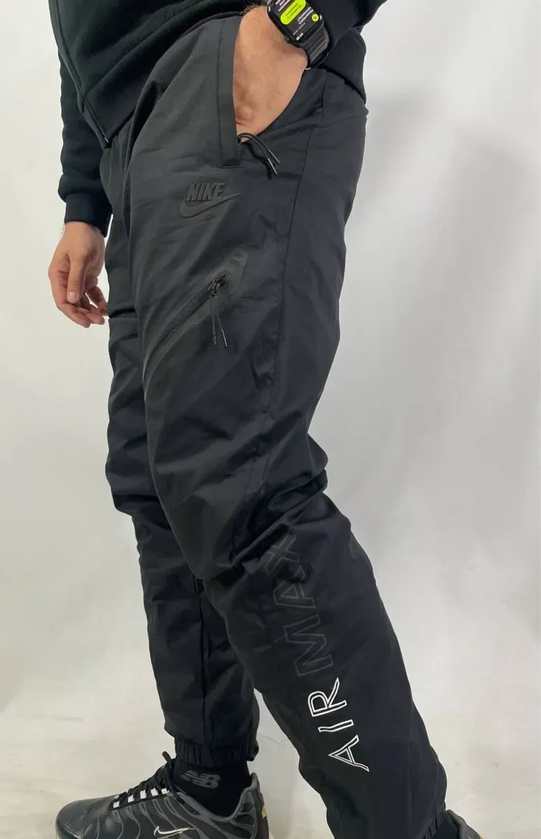 Nike штани чоловічі на флісі | Теплі чорні | Плащівка | M-3XL — фото 5