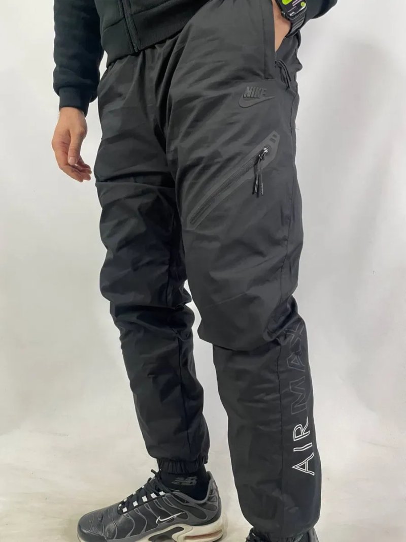 Nike штани чоловічі на флісі | Теплі чорні | Плащівка | M-3XL — фото 6