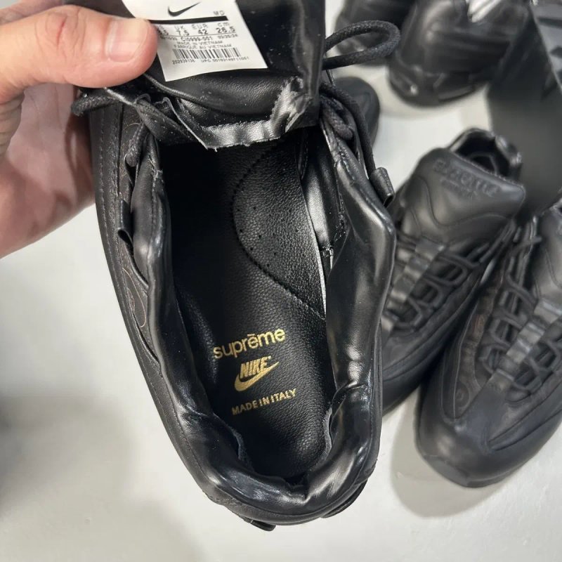 Nike x Supreme 95 air max leather lux найк суприм 95 аір макс чорні кросовки шкіра vetements balenciaga rick hedi dior ysl if6w9 number nine — фото 3