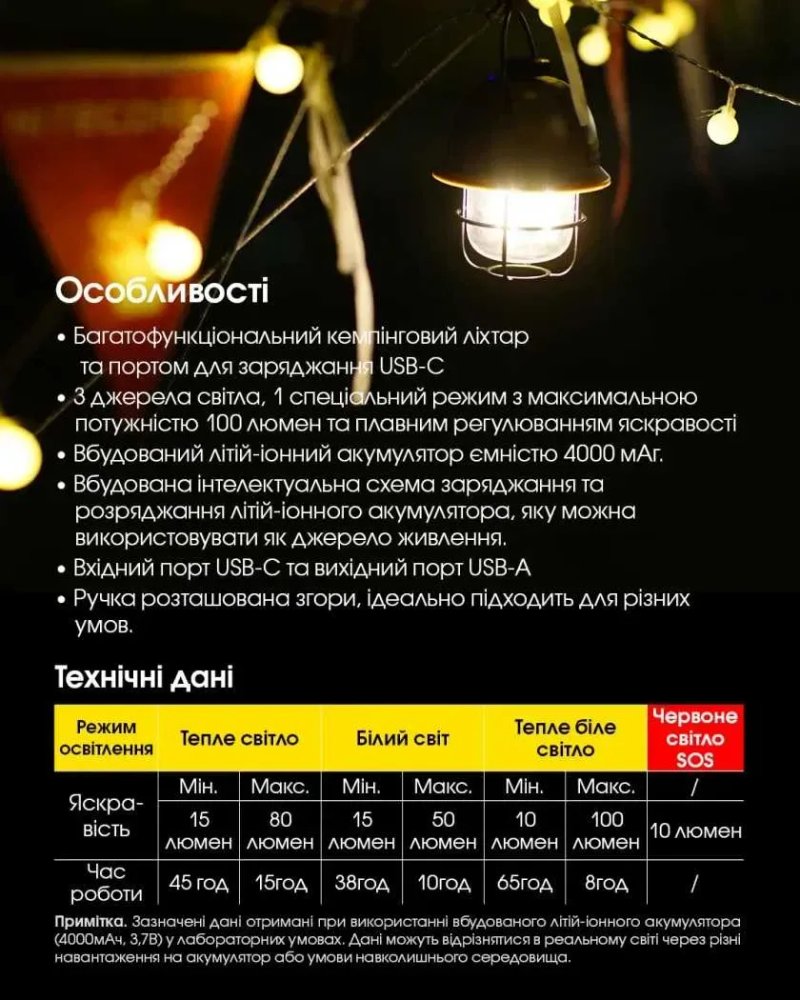 Nitecore LR40 Ліхтар Кемпінговий з функцією Power Bank — фото 7