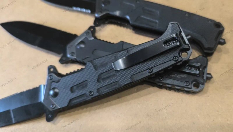 ‼️НІЖ ASSAULT BLACK MIL-TEC 15325500 EDC складний серейтор  склобій авто пружина кліпса‼️ — фото 2