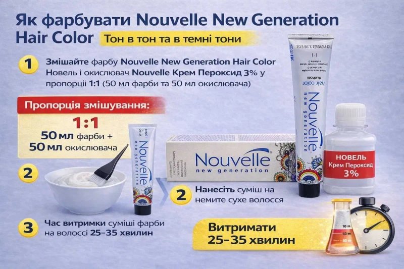 Nouvelle  фарба для волосся 100 мл | Італія | Окислювач у подарунок — фото 2