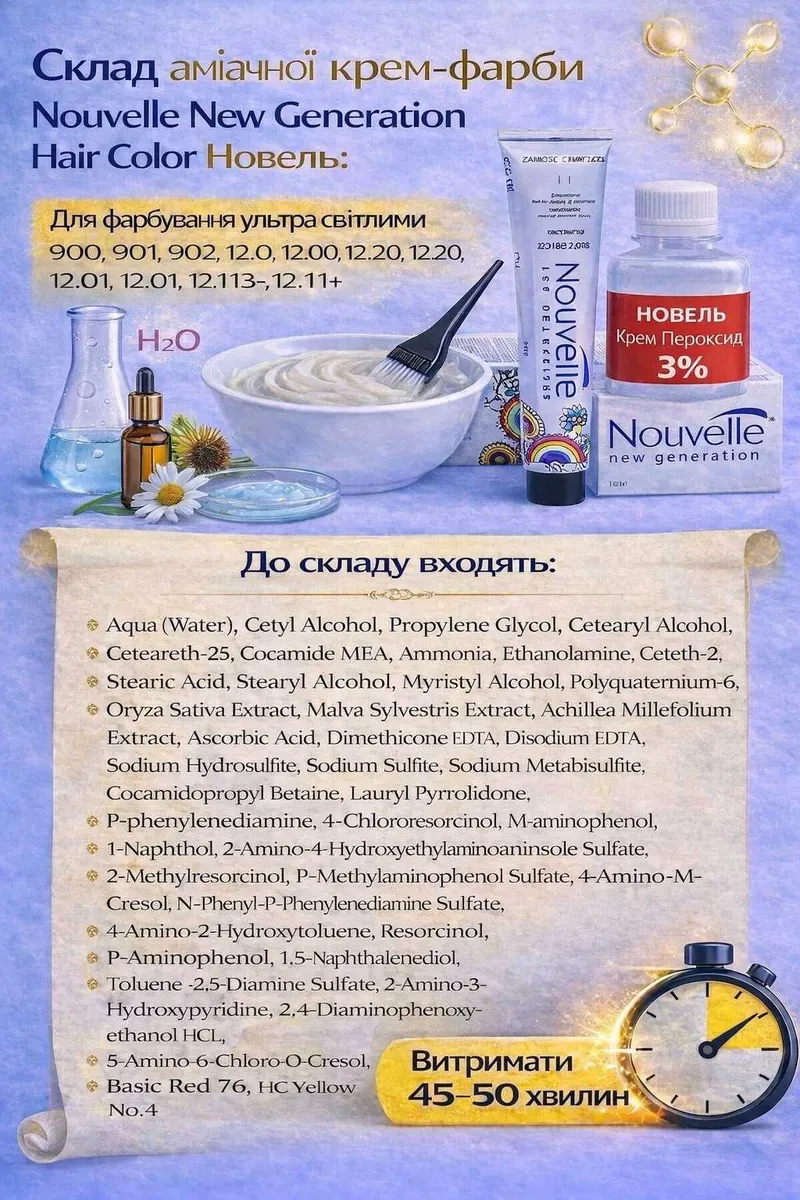 Nouvelle  фарба для волосся 100 мл | Італія | Окислювач у подарунок — фото 8