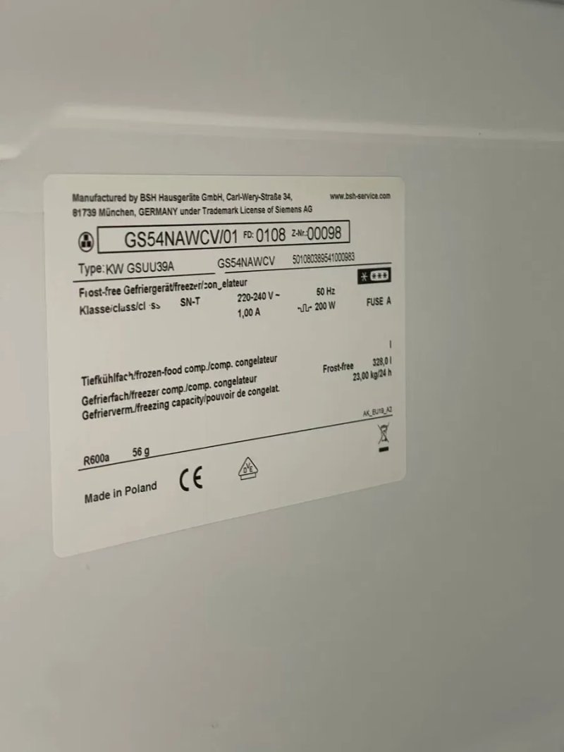 Нова Морозильна камера Siemens GS54NAWCV/O1 Льодогенератор LED-підсвічування — фото 8
