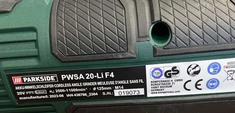 Нова оригінал акумуляторна болгарка з Німеччини PARKSIDE PWSA 20/аккумуляторная угловая шлифмашина/кутова шліфмашинка — фото 6