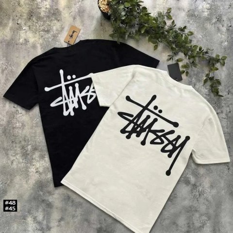 Новая футболка Stussy — Basic — Чорна / Біла — Стусси Базовая — ХС С М Л ХЛ
