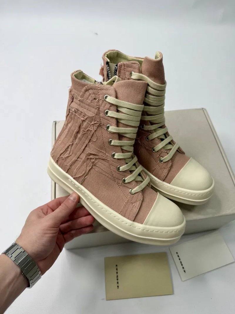 Нові Кеди Rick Owens Distressed High Ramones Slashed Pink-White/size 37 /Преміум якість! — фото 2