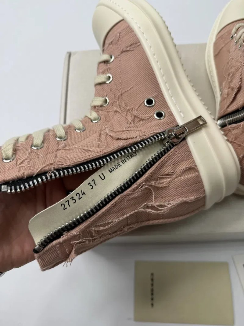 Нові Кеди Rick Owens Distressed High Ramones Slashed Pink-White/size 37 /Преміум якість! — фото 6