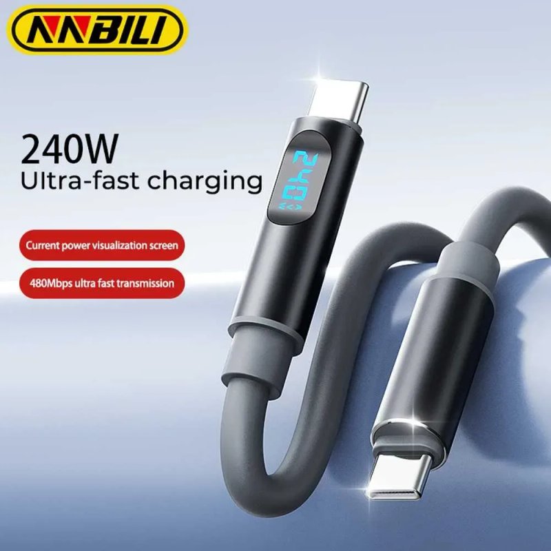Новий кабель NNBILI Type-C to Type-C 240W з цифровим дисплеєм.