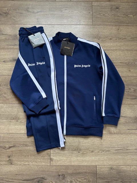 НОВИЙ Костюм Palm Angels Dark Blue | Зипка Пальменджилс палм штани/світшот