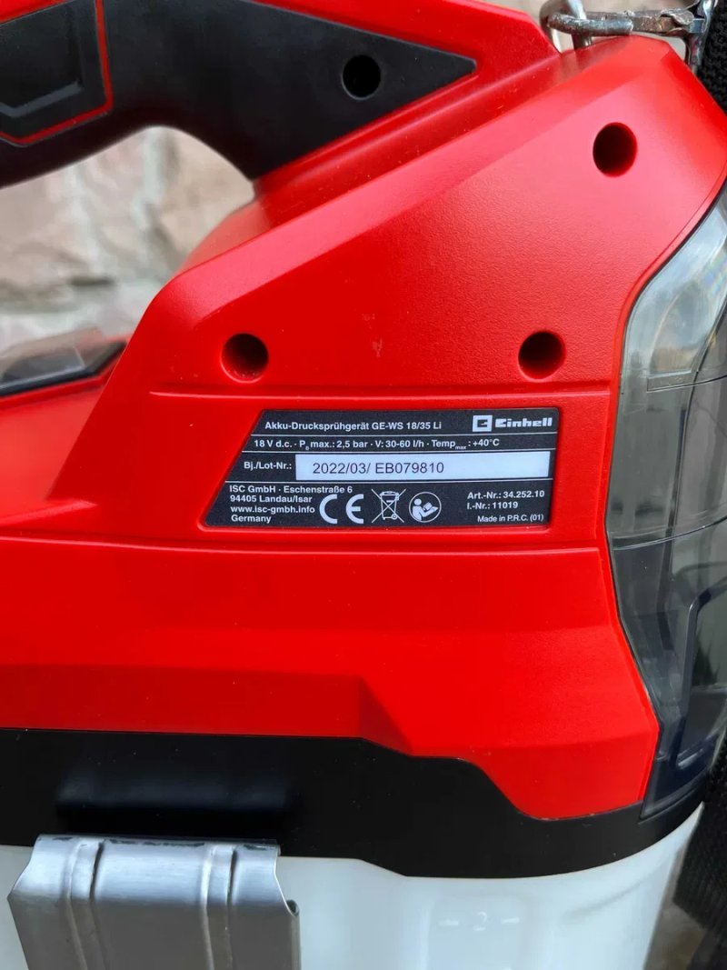 Обприскувач Einhell X-Change GE-WS 18/7 Li без аку і зарядного !!!обєм бака 7літрів!!! — фото 6