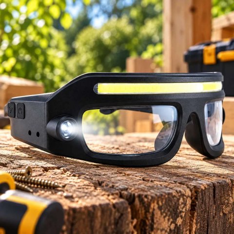 Очки с фонариком LED COB датчиком движения аккумуляторные защитные для работы ремонта СТО стройки рыбалки при отключении света блекаут фонарь гаража