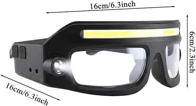 Очки с фонариком LED COB датчиком движения аккумуляторные защитные для работы ремонта СТО стройки рыбалки при отключении света блекаут фонарь гаража — фото 7