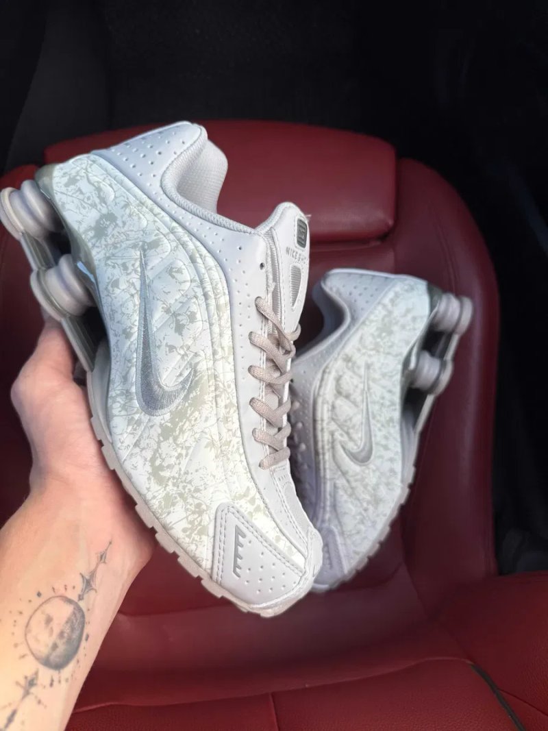 (ОПЛАТА ПІСЛЯ ОГЛЯДУ)Nike Shox R4 Flat Pewter Floral Beige Найк Шокс Р4 Флет Пеутер Флорал Бежеві — фото 2
