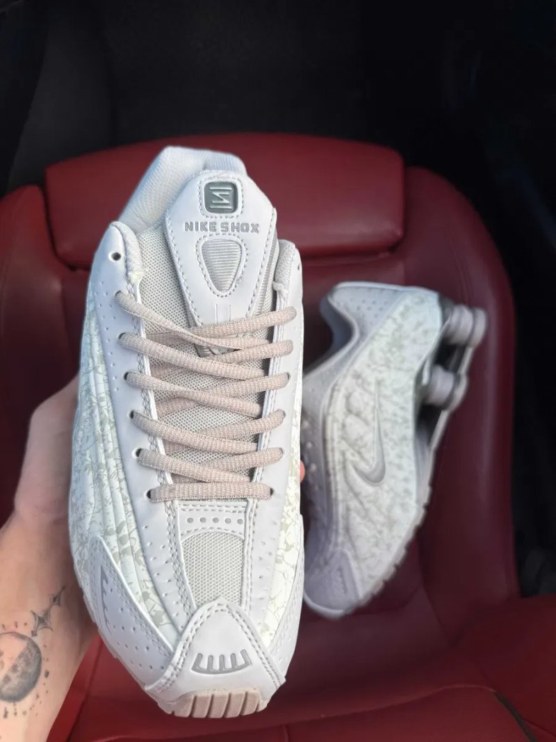 (ОПЛАТА ПІСЛЯ ОГЛЯДУ)Nike Shox R4 Flat Pewter Floral Beige Найк Шокс Р4 Флет Пеутер Флорал Бежеві — фото 3