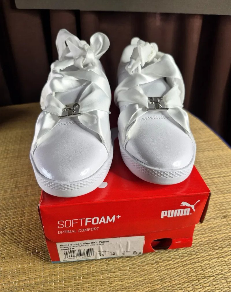Оригінал 100% Жіночі кросівки Puma Basket Heart з широкими атласними шнурками(Розмір 36-22,5см) — фото 3