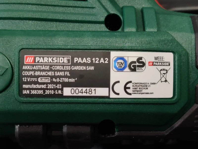 Оригінал акумуляторна сабельна пила з Німеччини PARKSIDE PAAS 12/сучкорез/веткорез/гілкоріз /сучкоріз аккумуляторная — фото 7