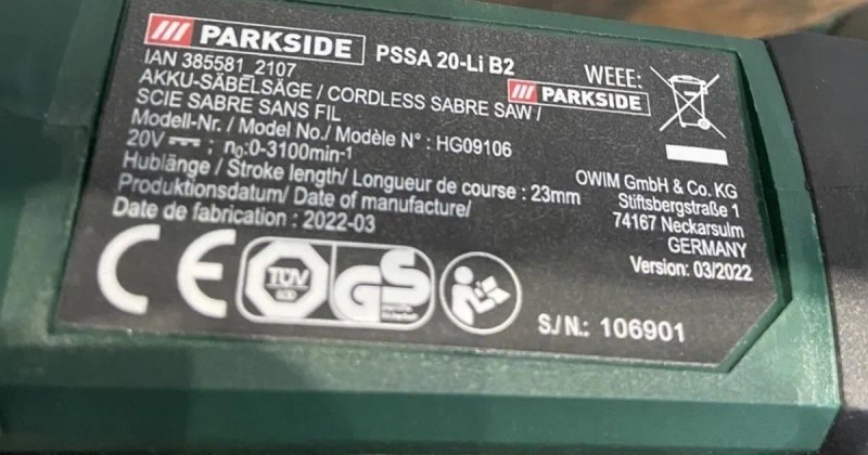 Оригінал акумуляторна сабельна пила з Німеччини PARKSIDE PSSA 20/гілкоріз /шабельна/ сучкоріз /сучкорез/веткорез — фото 7