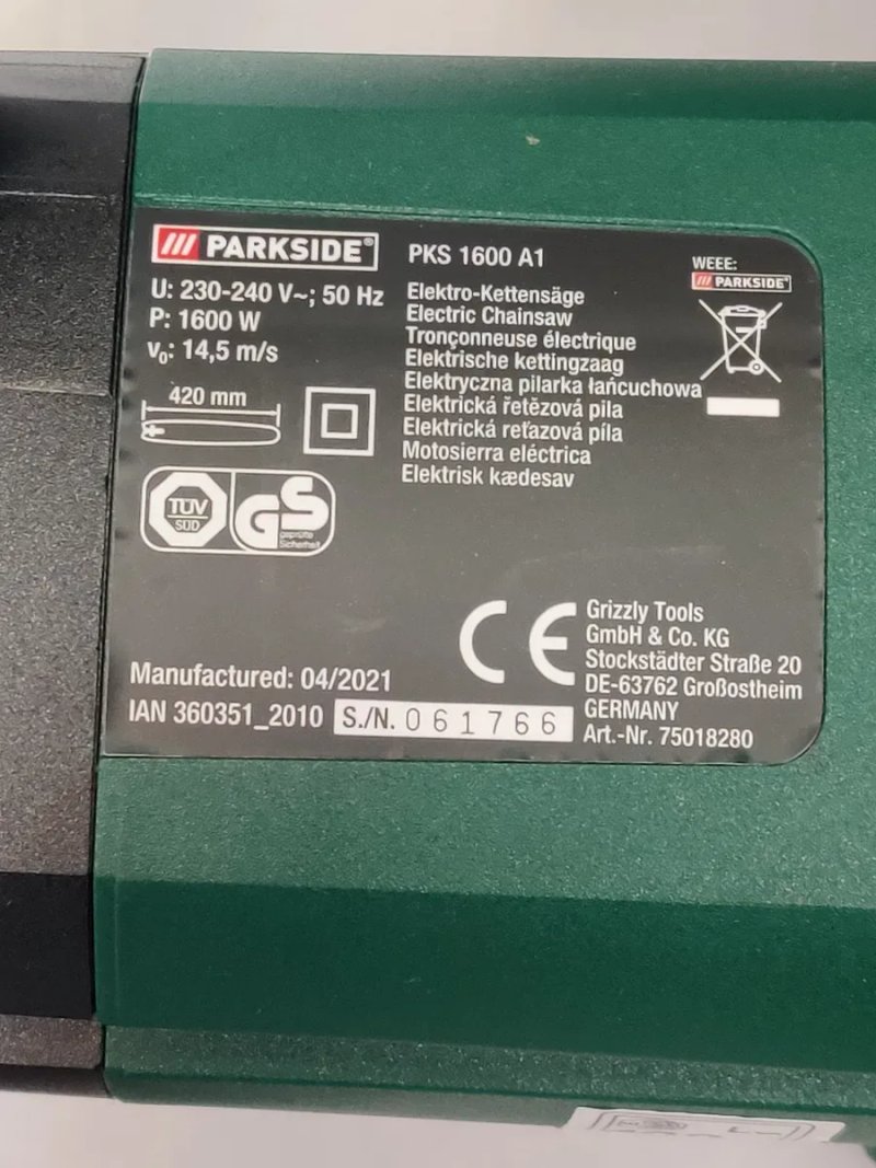 Оригинал цепная пила с Германии Parkside PKS 1600/шина 42см/ланцюгова — фото 8