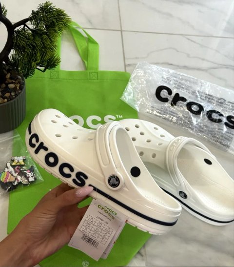 Оригінальні крокси Crocs Bayaband Clog White | білі крокси  | 39-40 | джибітси для кроксів | m7 | сабо | крокс баябанг | білі шльопанці