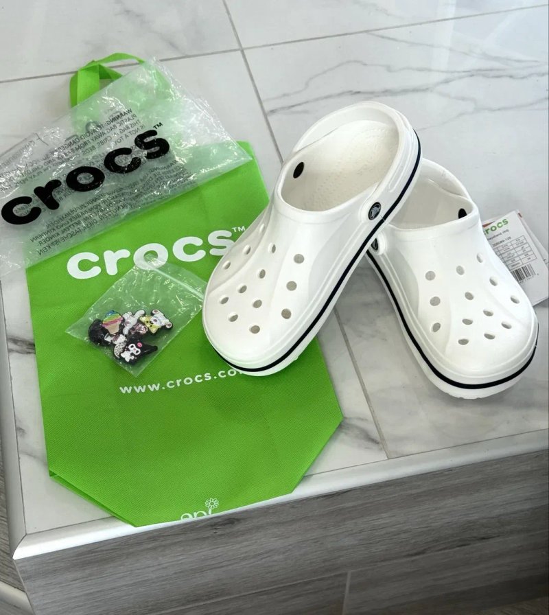 Оригінальні крокси Crocs Bayaband Clog White | білі крокси  | 39-40 | джибітси для кроксів | m7 | сабо | крокс баябанг | білі шльопанці — фото 3