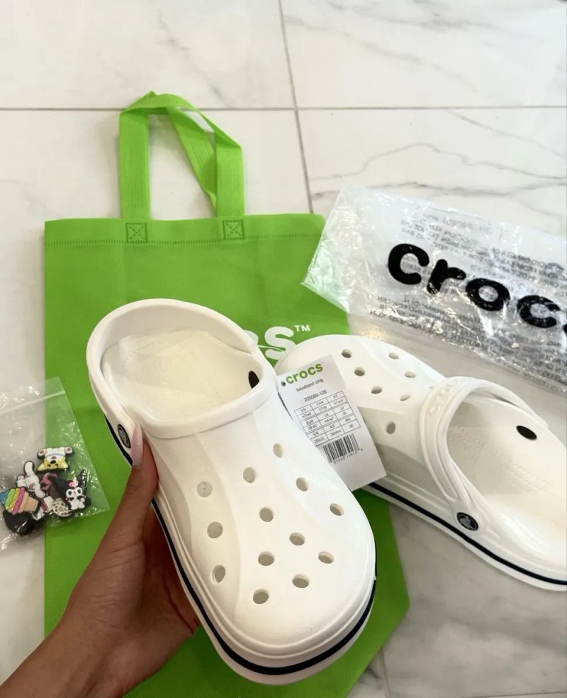 Оригінальні крокси Crocs Bayaband Clog White | білі крокси  | 39-40 | джибітси для кроксів | m7 | сабо | крокс баябанг | білі шльопанці — фото 7