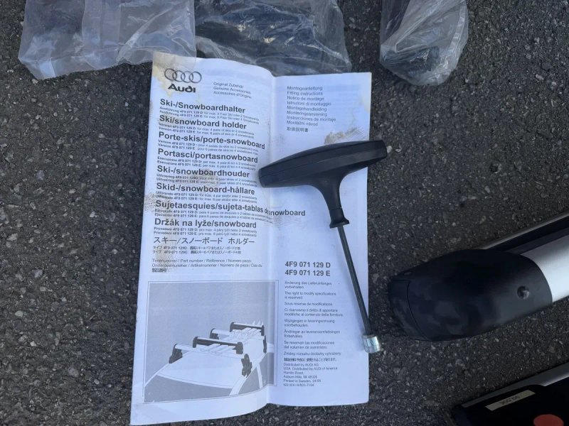 Оригінальний комплект на дах авто кріплень для лиж сновбордів та велосипедів VW AUDI SKODA SEAT — фото 2