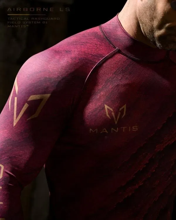 Оригінальний тактичний рашгард MANTIS® AIRBORNE LS для чоловіків / Спортивний рашгард мілітарі червоний колір / тактичний рашгард — фото 3