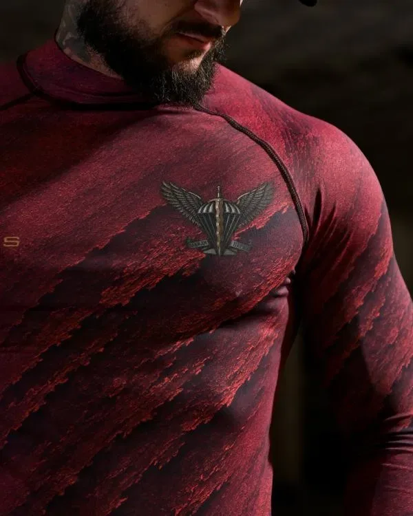 Оригінальний тактичний рашгард MANTIS® AIRBORNE LS для чоловіків / Спортивний рашгард мілітарі червоний колір / тактичний рашгард — фото 8